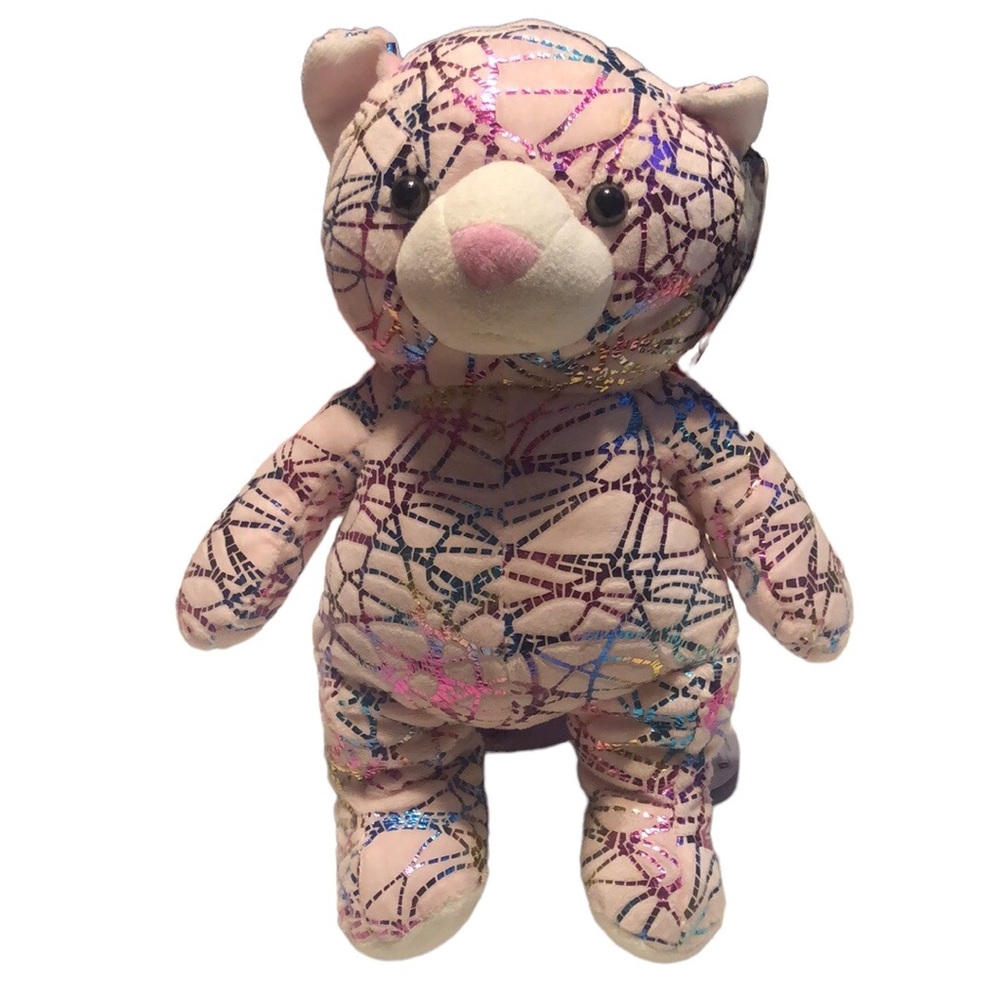 🟢 KELLYTOY Foil Metallic Pink Teddy Bear 12" Plush Toy Stuffed Animal